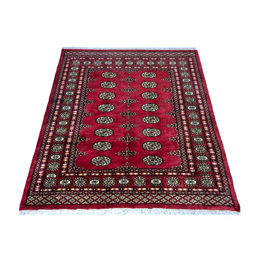 Red Bokhara Afghan Hand-Knotted Rug (BB-1501)