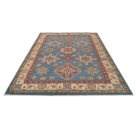 Blue Oriental Kazak Afghan Hand-knotted Rug (KK-211)