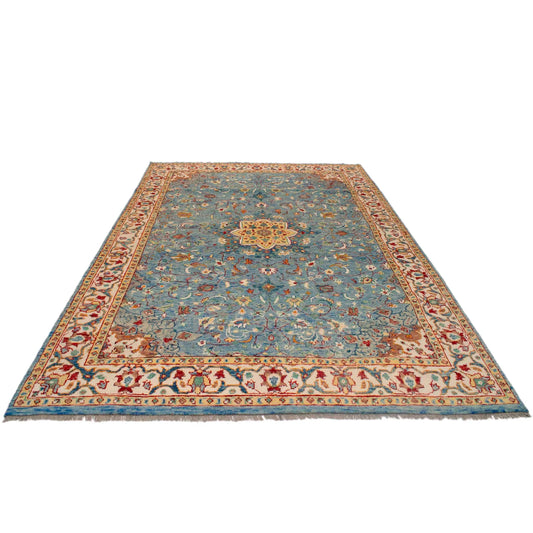 Blue Oushak Afghan Hand-Knotted Rug (OK-601)
