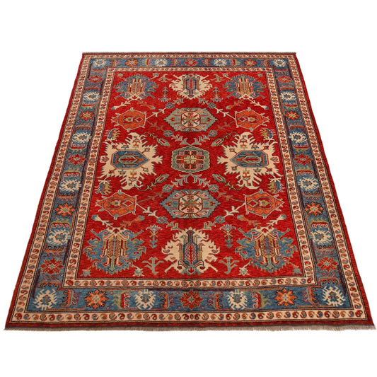 Red Oushak Afghan Hand-Knotted Rug (OK-604)