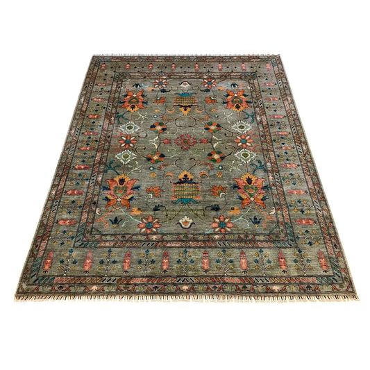 Grey Modern Sultani Afghan Hand-knotted Rug (ST-718)