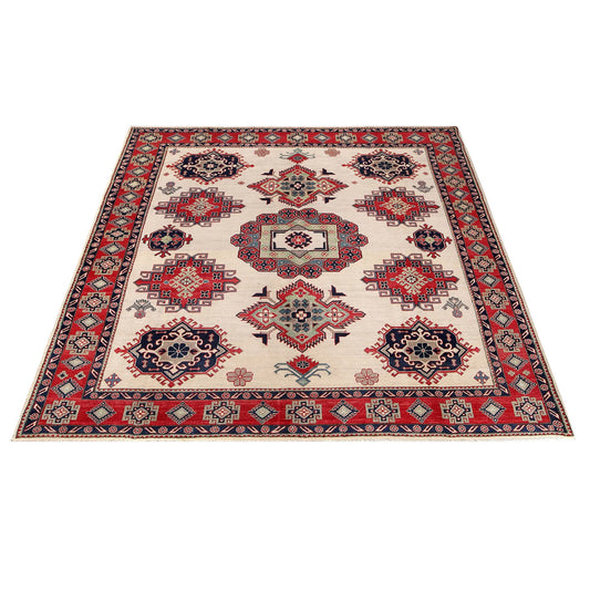 Ivory Oriental Kazak Afghan Hand-knotted Rug (KK-202)