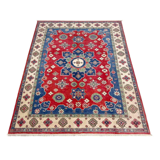 Red Oriental Kazak Afghan Hand-knotted Rug (KK-274)