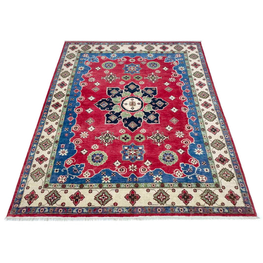 Red Oriental Kazak Afghan Hand-knotted Rug (KK-269)