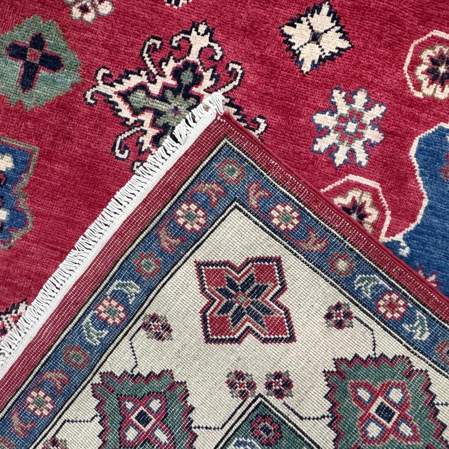 Red Oriental Kazak Afghan Hand-knotted Rug (KK-270)