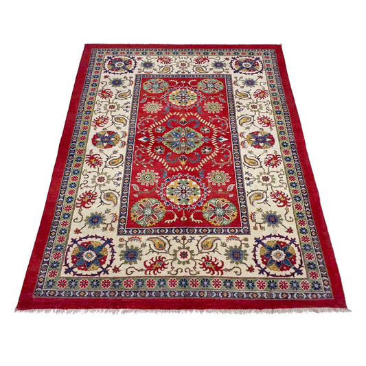 Red Oriental Kazak Afghan Hand-knotted Rug (KK-271)
