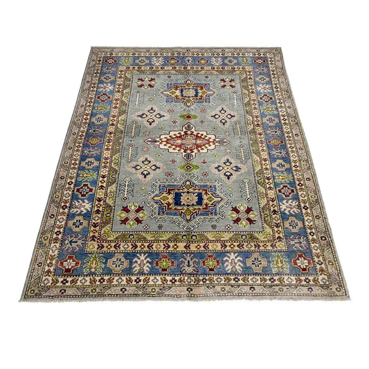 Grey Oriental Kazak Afghan Hand-knotted Rug (KK-272)