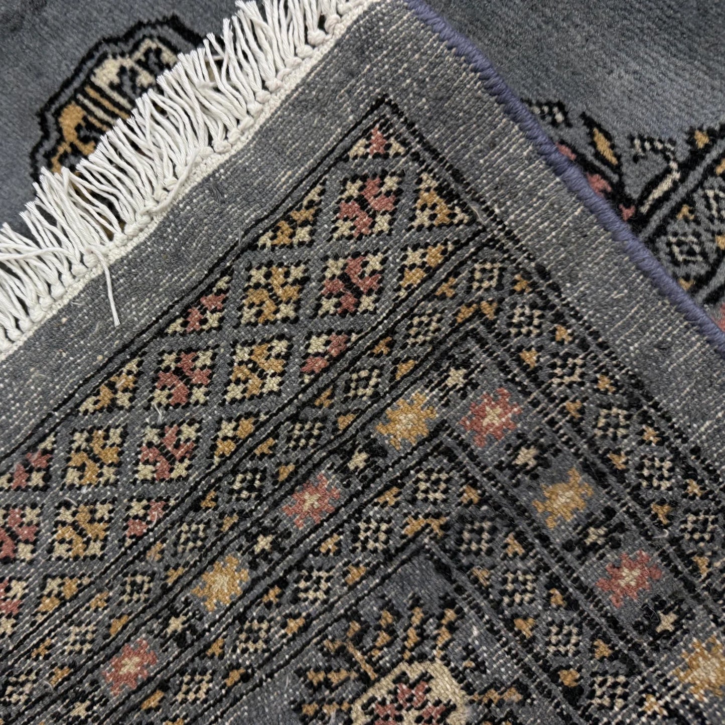Grey Bokhara Afghan Hand-Knotted Rug (BB-1502)
