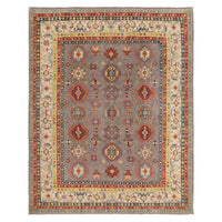 Grey Oriental Kazak Afghan Hand-knotted Rug (KK-201)