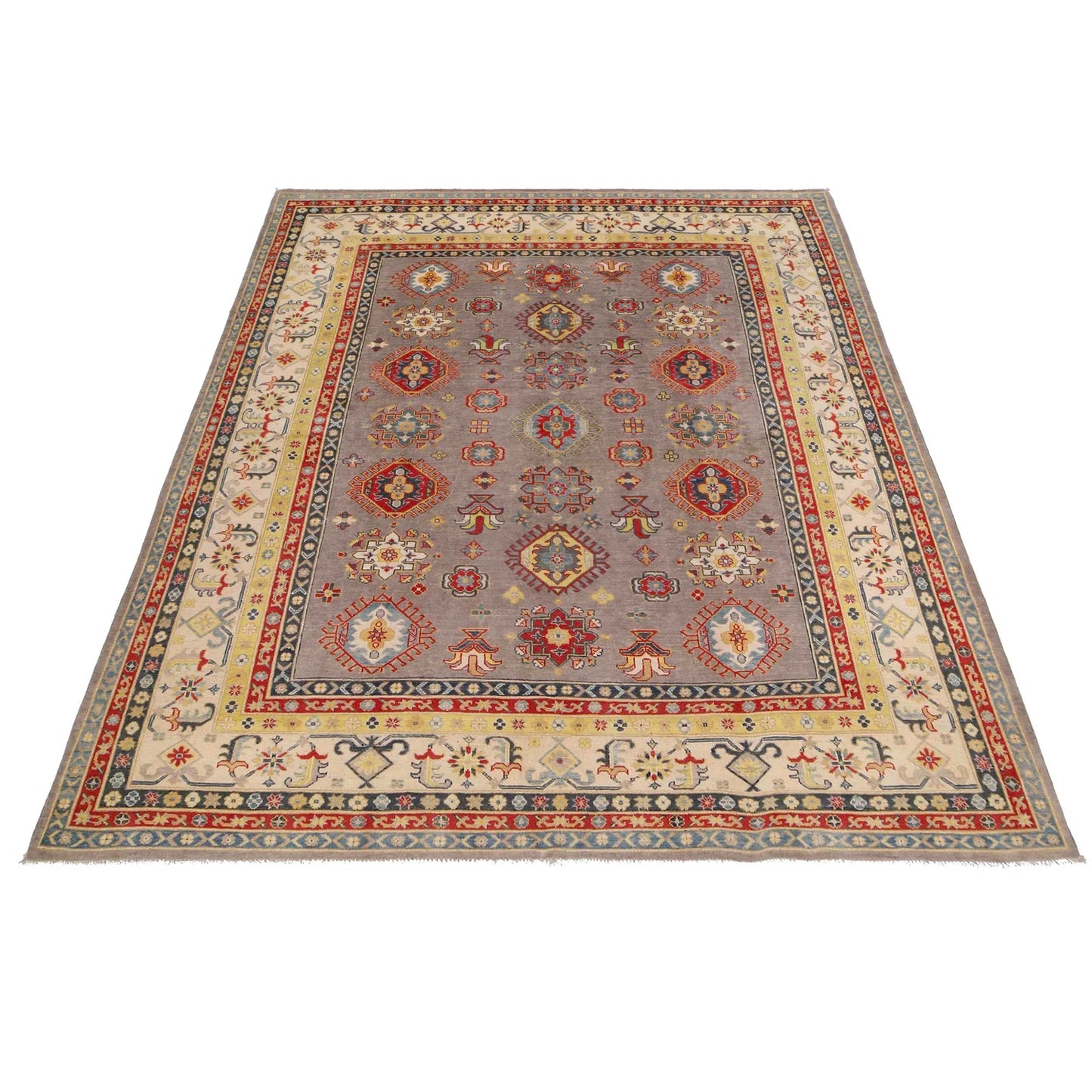 Grey Oriental Kazak Afghan Hand-knotted Rug (KK-201)