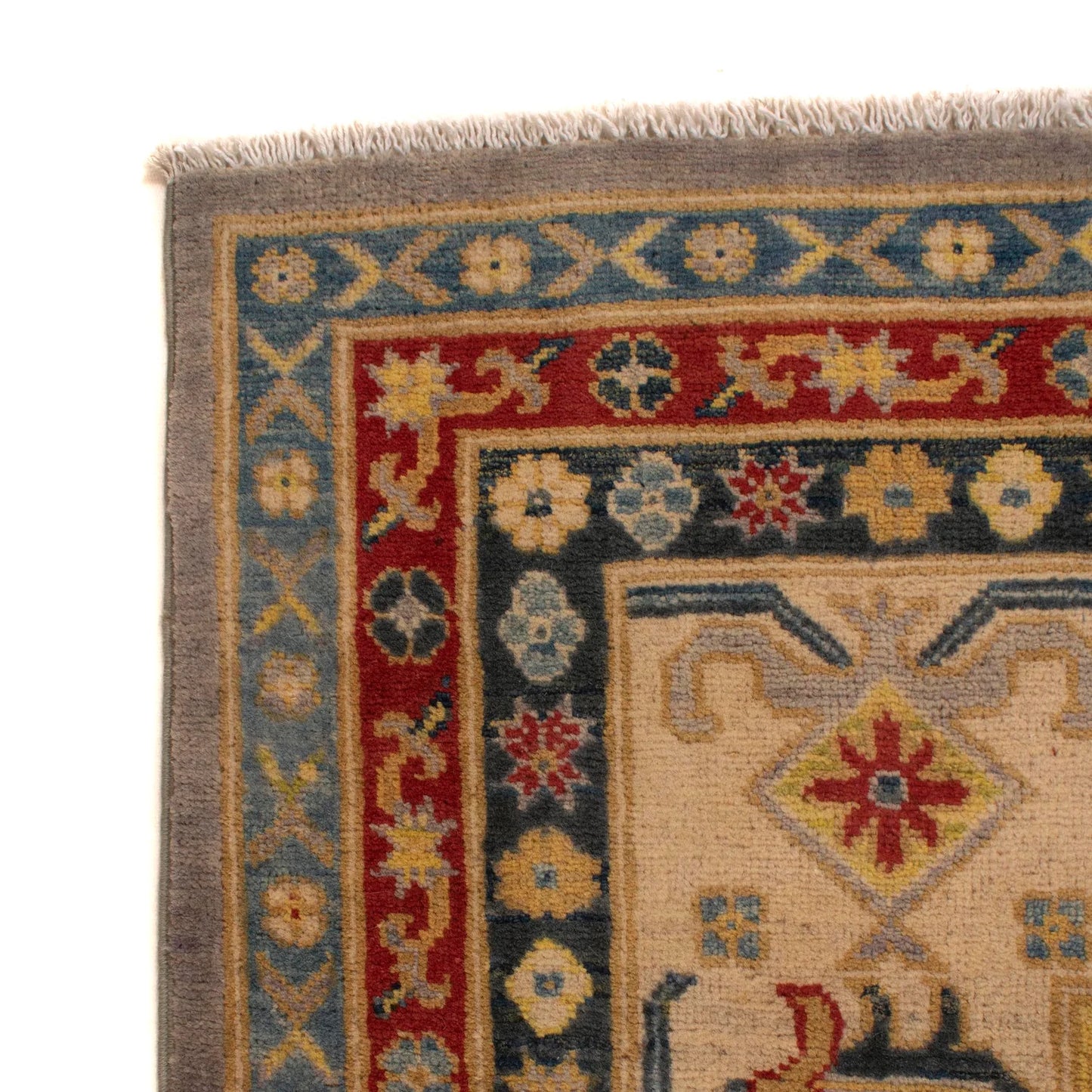 Grey Oriental Kazak Afghan Hand-knotted Rug (KK-201)