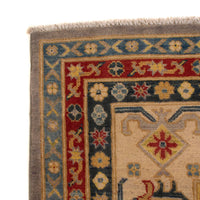 Grey Oriental Kazak Afghan Hand-knotted Rug (KK-201)