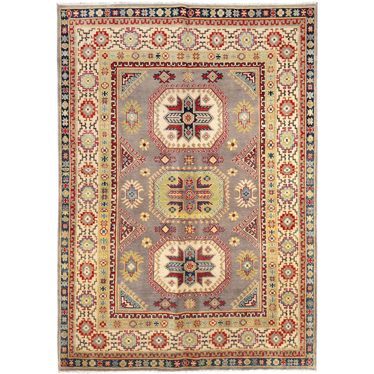 Grey Oriental Kazak Afghan Hand-knotted Rug (KK-206)