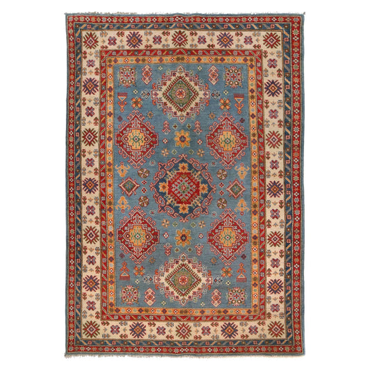 Blue Oriental Kazak Afghan Hand-knotted Rug (KK-207)