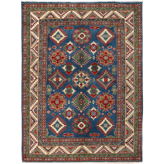 Blue Oriental Kazak Afghan Hand-knotted Rug (KK-208)