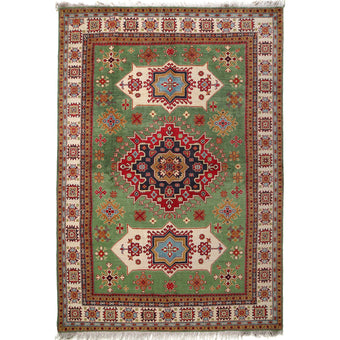 compare product Green  Oriental Kazak Afghan Hand-knotted Rug (KK-212)