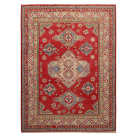 Red  Oriental Kazak Afghan Hand-knotted Rug (KK-214)