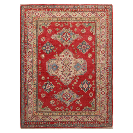 Red  Oriental Kazak Afghan Hand-knotted Rug (KK-214)