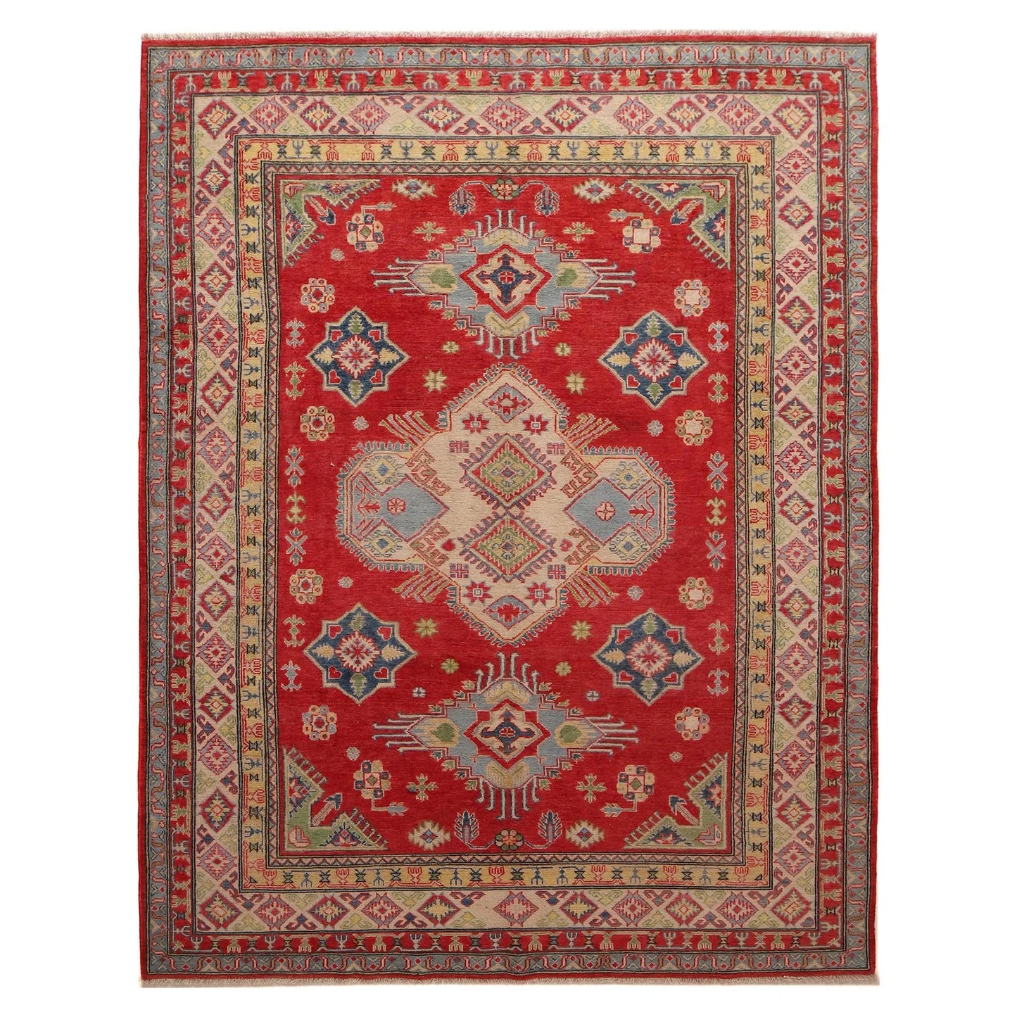 Red  Oriental Kazak Afghan Hand-knotted Rug (KK-215)