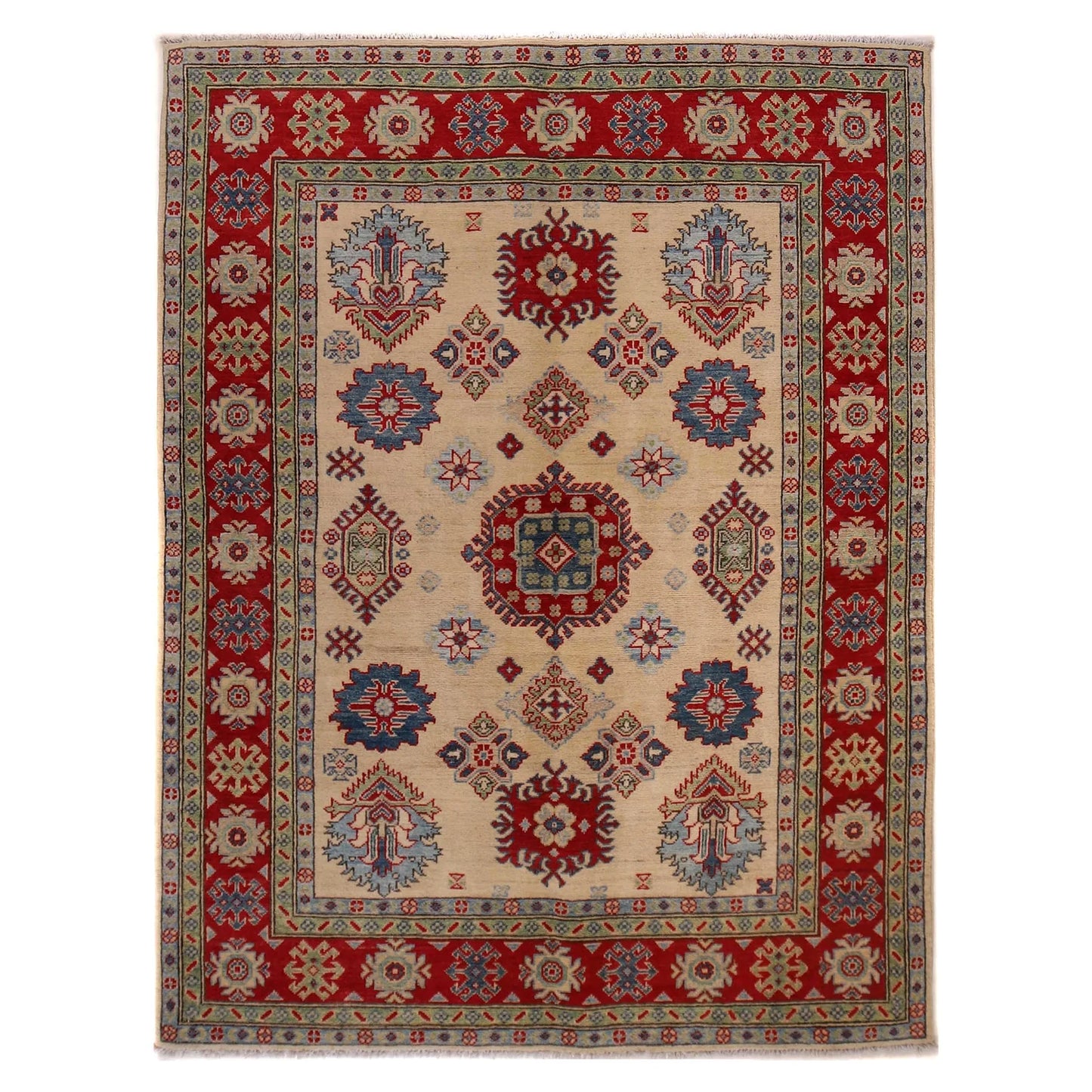 Ivory Oriental Kazak Afghan Hand-knotted Rug (KK-218)