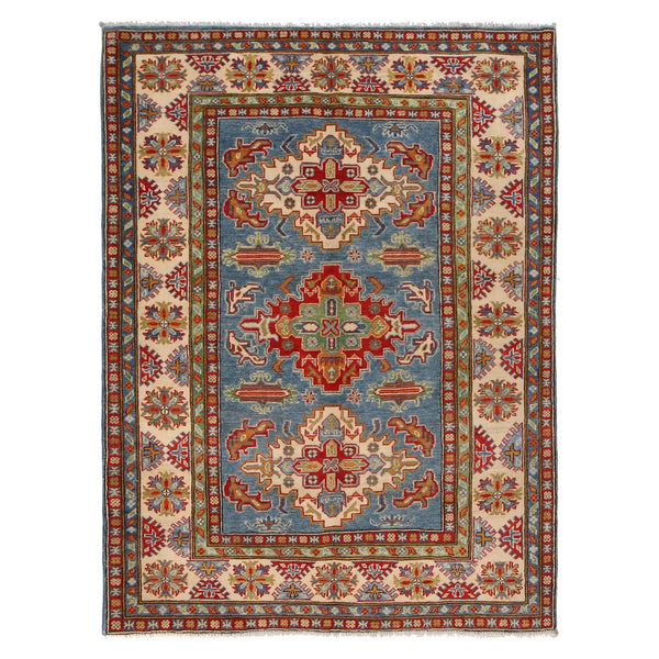 Blue Oriental Kazak Afghan Hand-knotted Rug (KK-219)