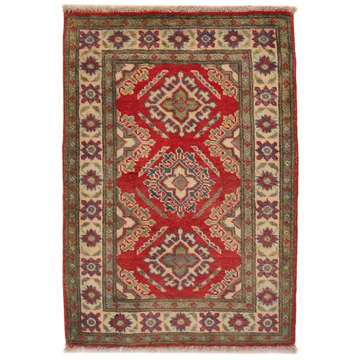 Red Oriental Kazak Afghan Hand-knotted Rug (KK-221)