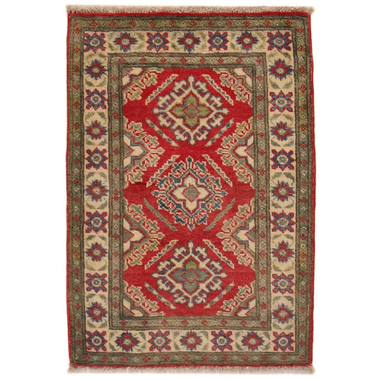 Red Oriental Kazak Afghan Hand-knotted Rug (KK-221)