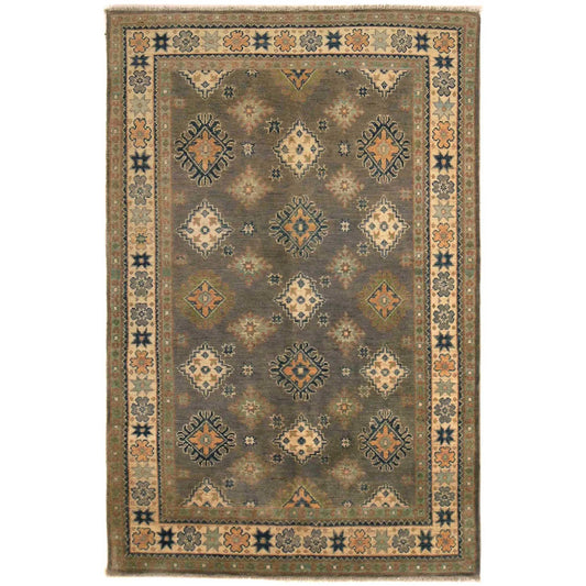 Grey Oriental Kazak Afghan Hand-knotted Rug (KK-222)