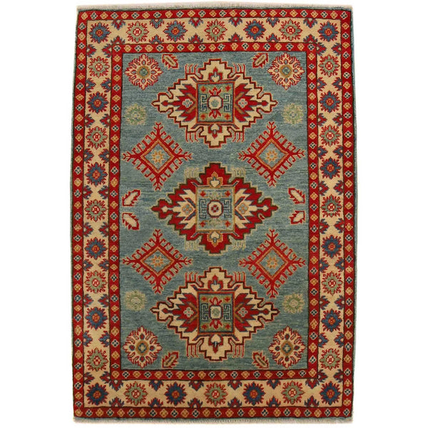 Blue Oriental Kazak Afghan Hand-knotted Rug (KK-225)