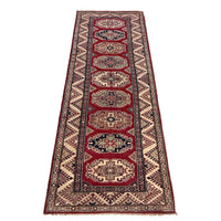 Red Oriental Kazak Afghan Hand-knotted Runner (KK-279)