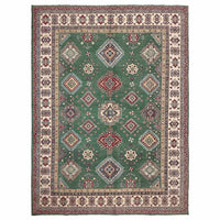 Green  Oriental Kazak Afghan Hand-knotted Rug (KK-280)