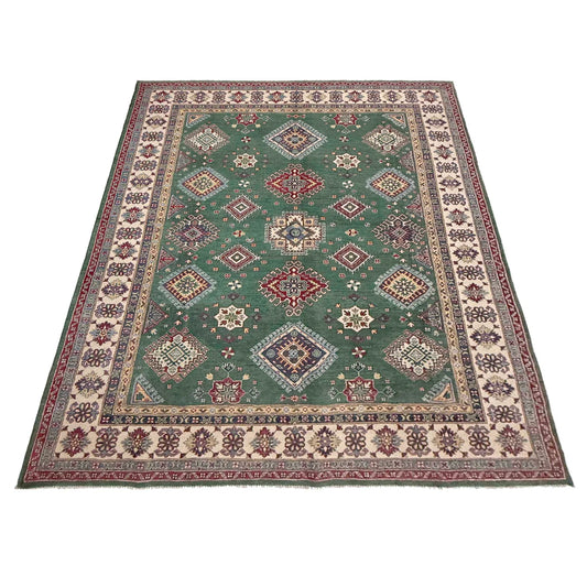 Green  Oriental Kazak Afghan Hand-knotted Rug (KK-280)