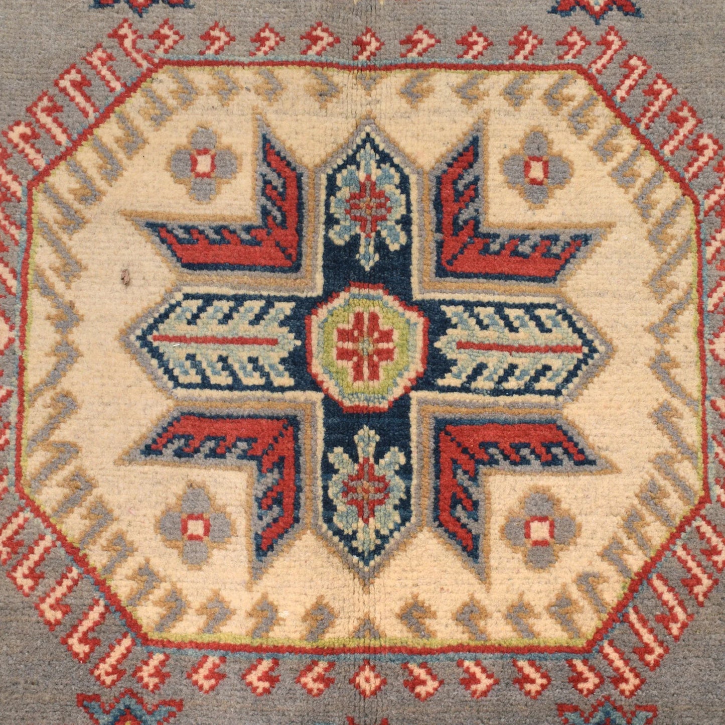 Grey Oriental Kazak Afghan Hand-knotted Rug (KK-206)