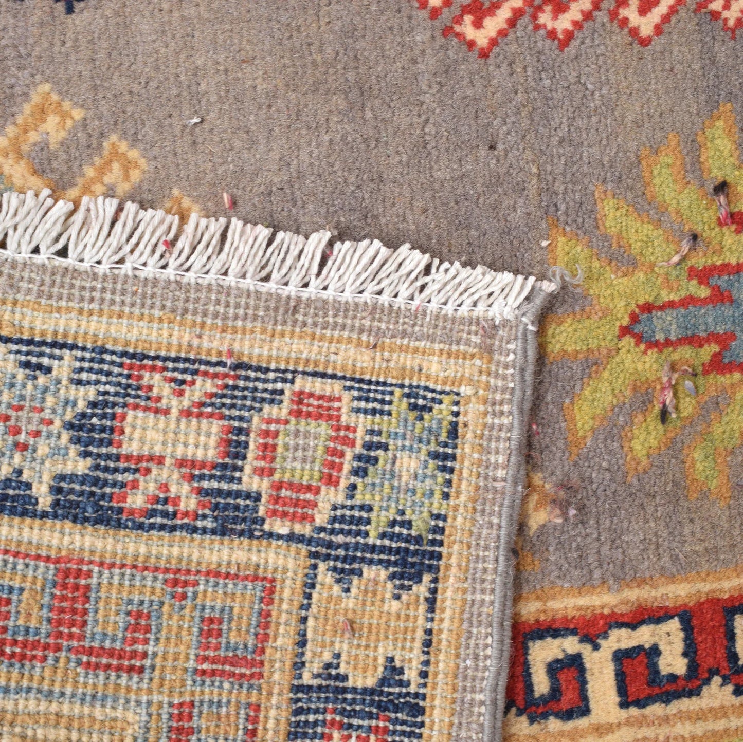 Grey Oriental Kazak Afghan Hand-knotted Rug (KK-206)