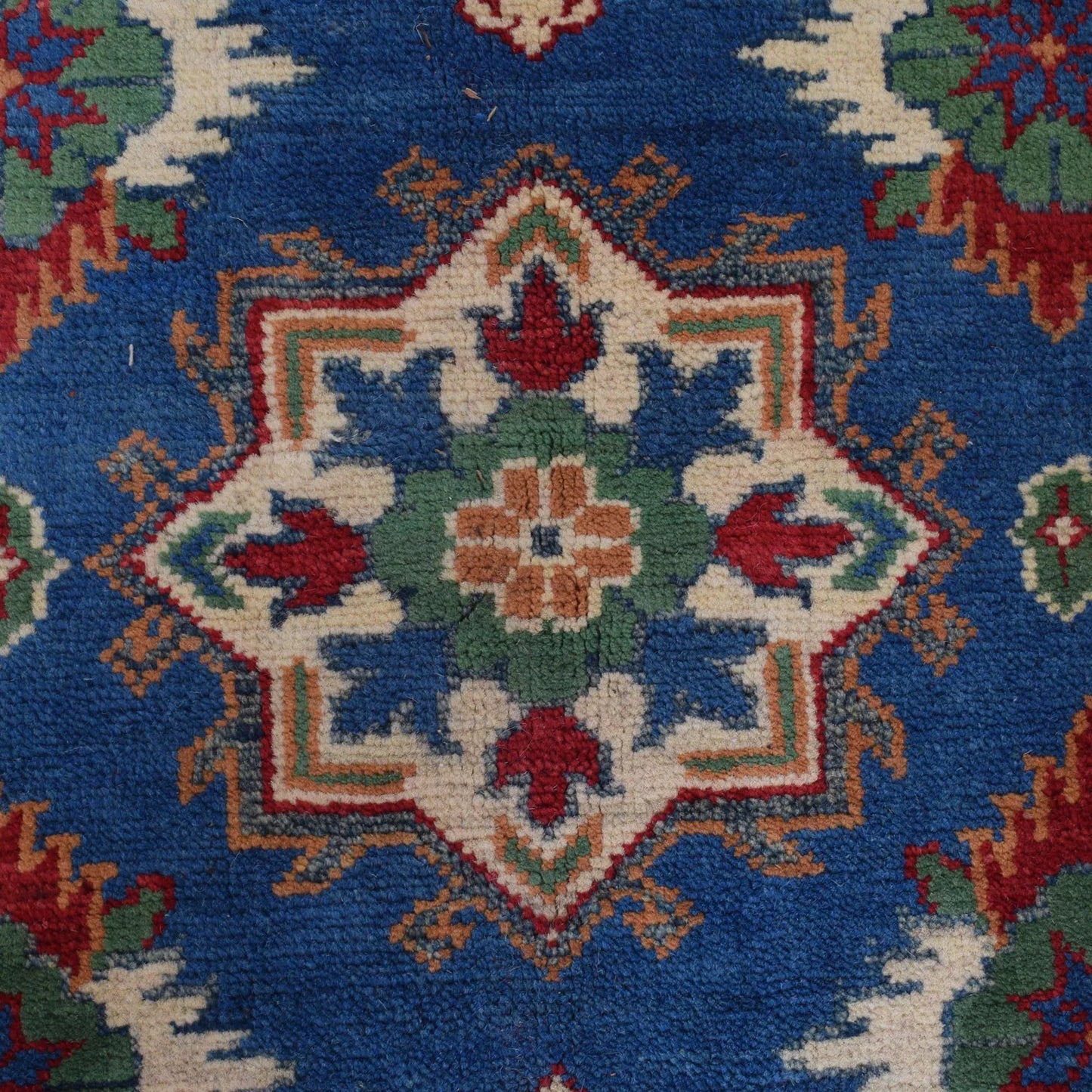 Blue Oriental Kazak Afghan Hand-knotted Rug (KK-208)