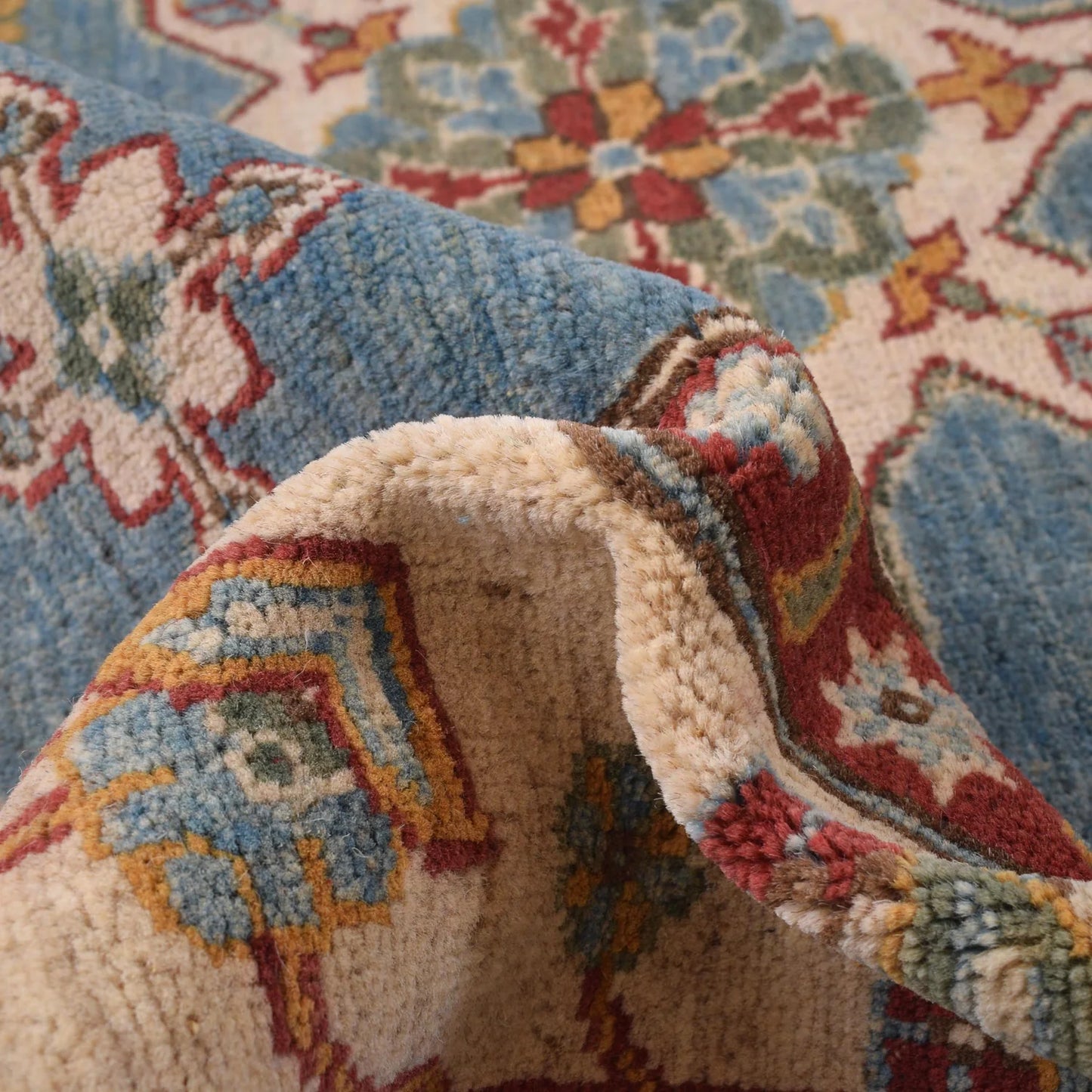Blue  Oriental Kazak Afghan Hand-knotted Rug (KK-211)
