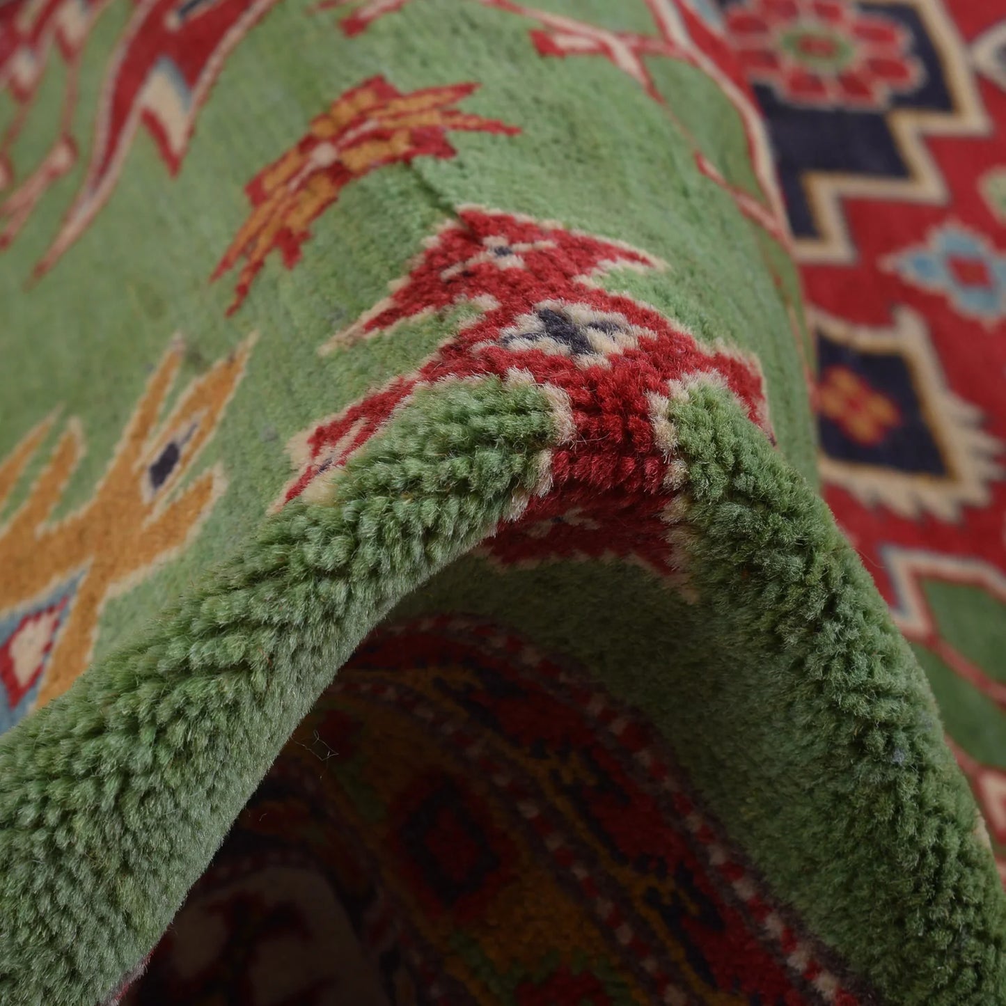 Green  Oriental Kazak Afghan Hand-knotted Rug (KK-212)
