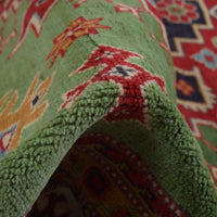 Green  Oriental Kazak Afghan Hand-knotted Rug (KK-212)