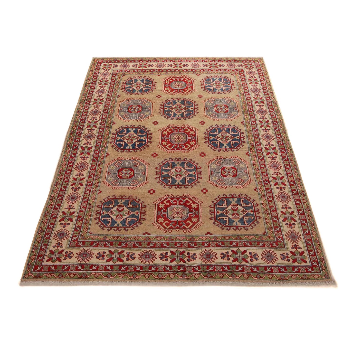 Ivory  Oriental Kazak Afghan Hand-knotted Rug (KK-216)