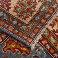 Blue Oriental Kazak Afghan Hand-knotted Rug (KK-219)