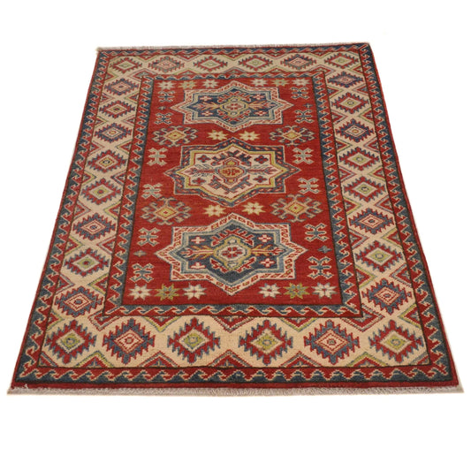 Red Oriental Kazak Afghan Hand-knotted Rug (KK-223)