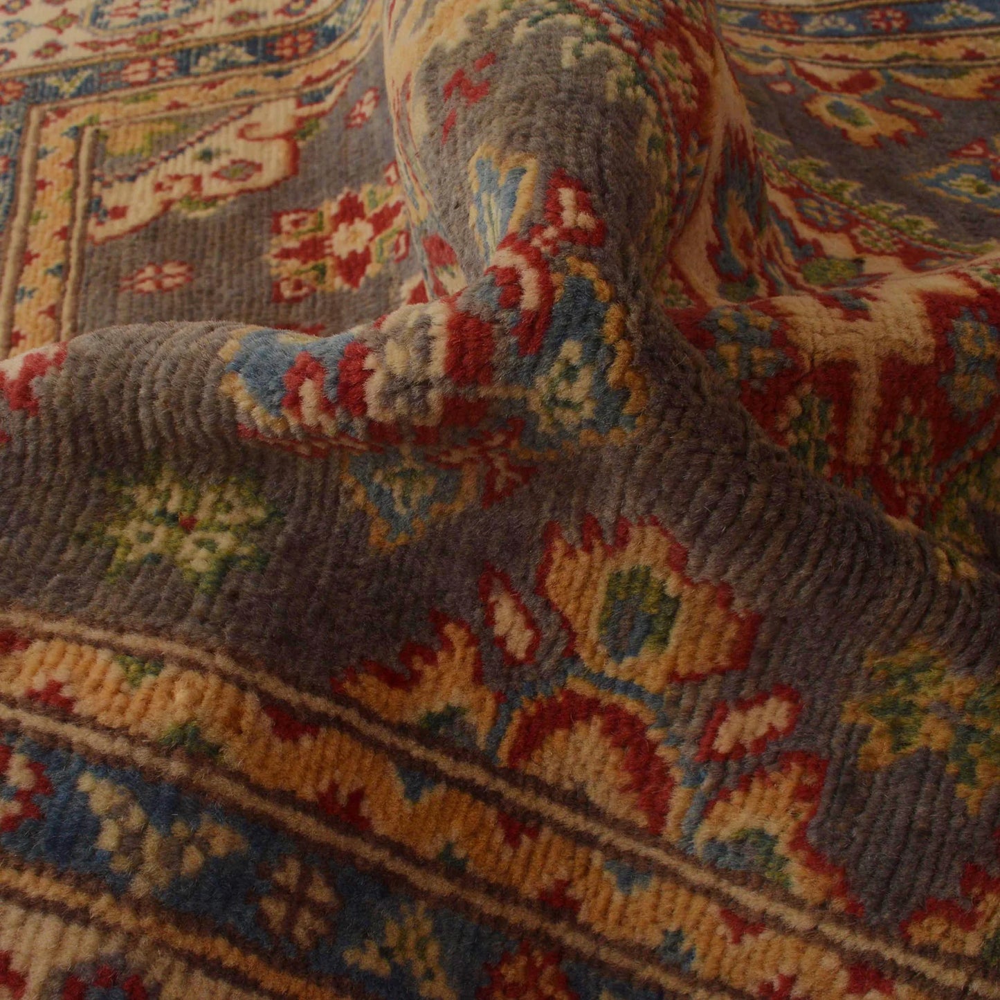 Grey Oriental Kazak Afghan Hand-knotted Rug (KK-224)