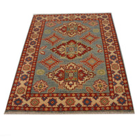 Blue Oriental Kazak Afghan Hand-knotted Rug (KK-225)