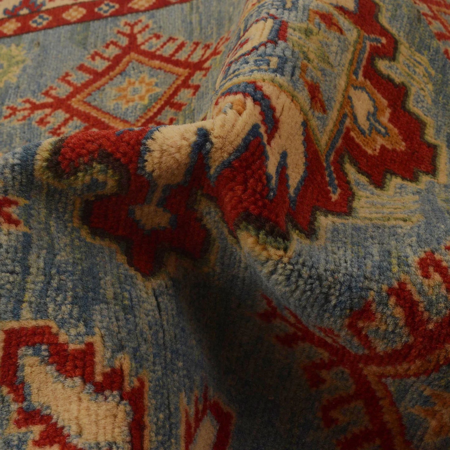 Blue Oriental Kazak Afghan Hand-knotted Rug (KK-225)