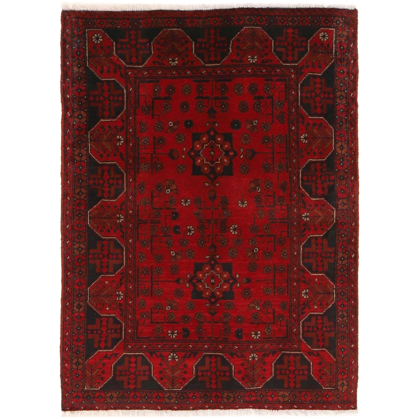 Red Khal Mohammadi Afghan Hand-knotted Rug (KM-406)
