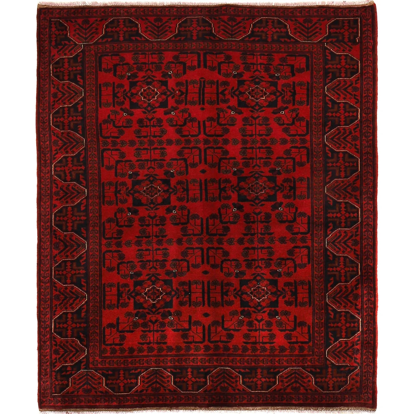 Red Khal Mohammadi Afghan Hand-knotted Rug (KM-411)