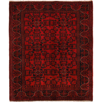 Red Khal Mohammadi Afghan Hand-knotted Rug (KM-411)