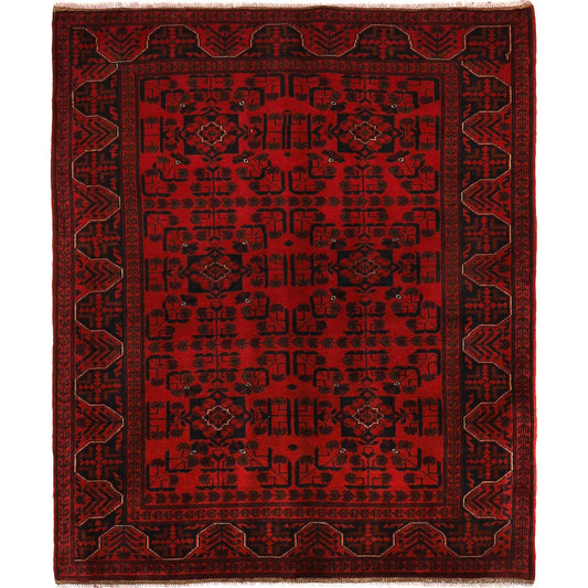 Red Khal Mohammadi Afghan Hand-knotted Rug (KM-411)