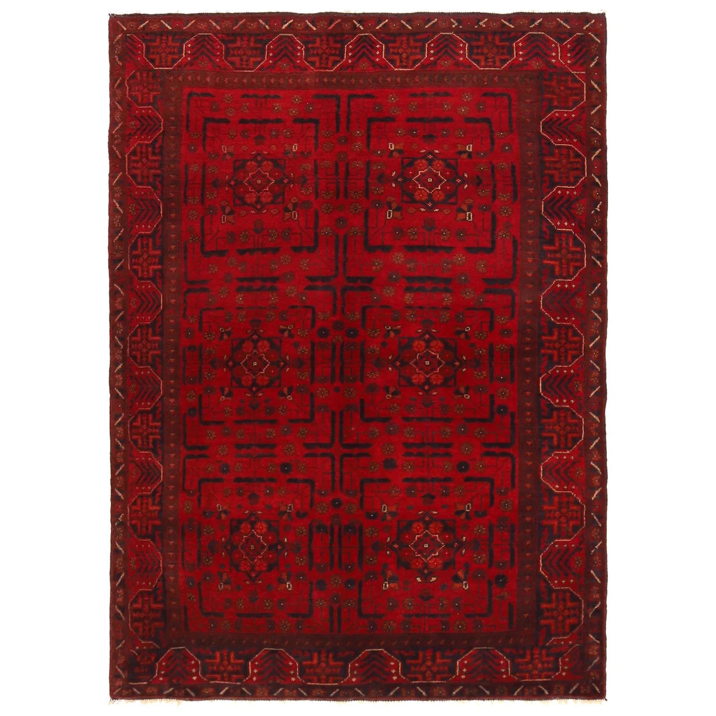 Red Khal Mohammadi Afghan Hand-knotted Rug (KM-412)