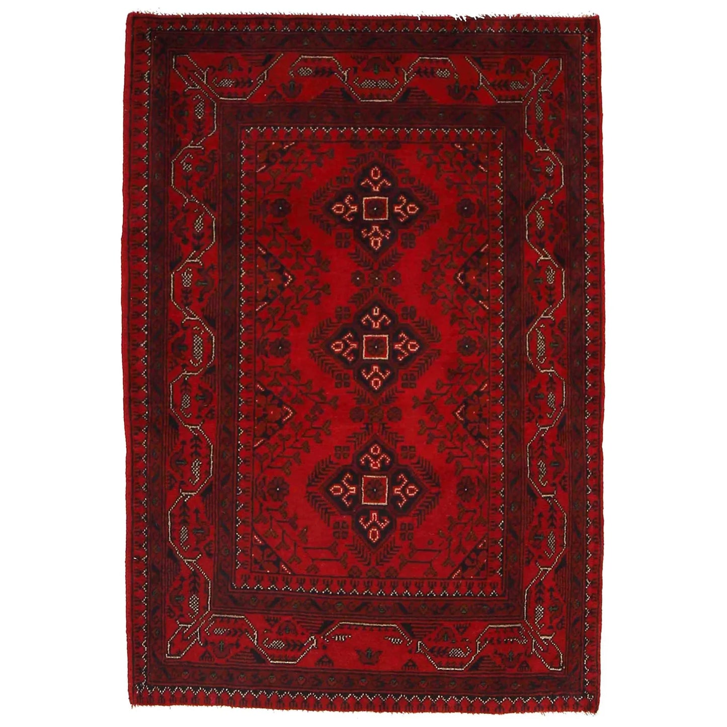 Red Khal Mohammadi Afghan Hand-knotted Rug (KM-418)